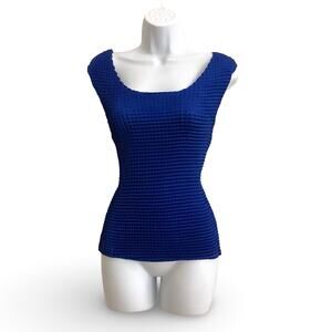 Royal Blue Grid Design Tank Top